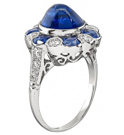 Estate 3.95ct Sapphire 0.60ct Diamond Ring