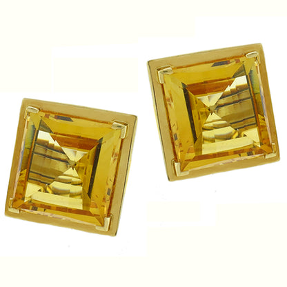 Estate  40.00ct  Citrine  Gold Earrings
