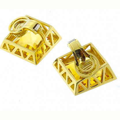Estate  40.00ct  Citrine  Gold Earrings