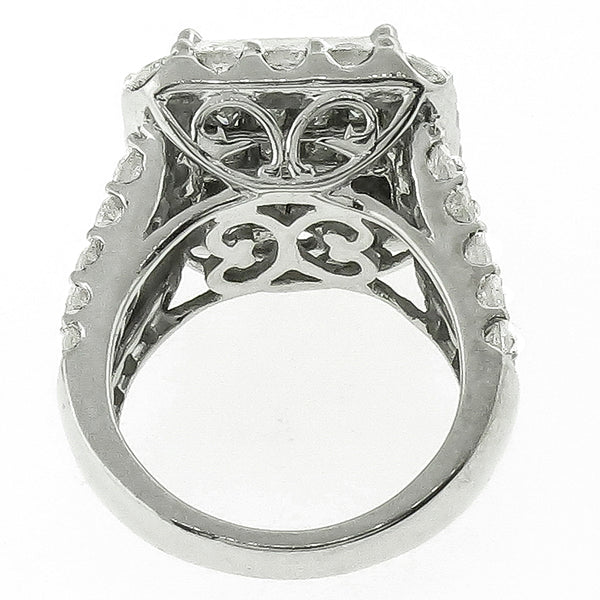 Estate 4.00ct Invisible Set Princess & Round cut Diamond 10k White Gold Ring