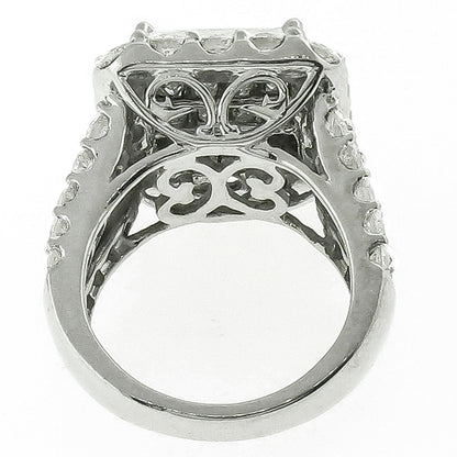 Estate 4.00ct Invisible Set Princess & Round cut Diamond 10k White Gold Ring