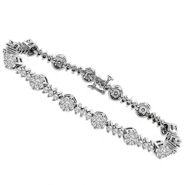 Estate 4.00ct Round Cut Diamond 14k White Gold Bracelet