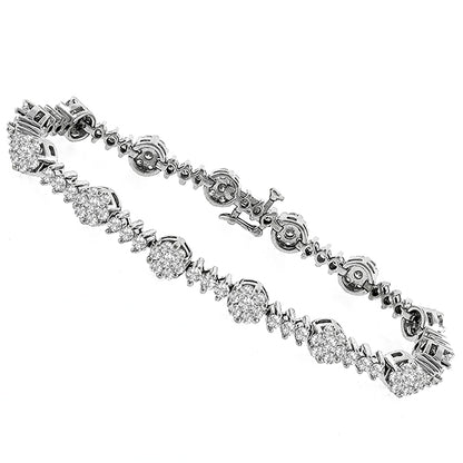 Estate 4.00ct Round Cut Diamond 14k White Gold Bracelet