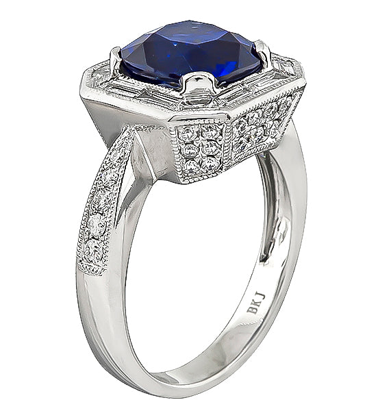 Estate 4.05ct Sapphire 1.00ct Diamond Engagement Ring