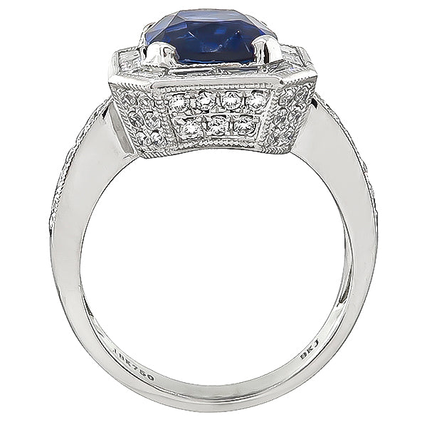 Estate 4.05ct Sapphire 1.00ct Diamond Engagement Ring