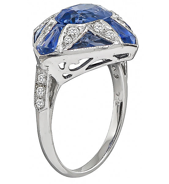 Estate 4.08ct Sapphire 0.34ct Diamond Ring
