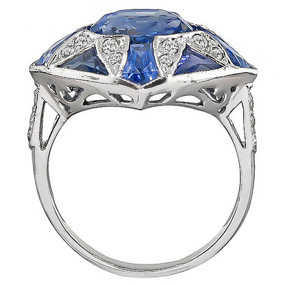 Estate 4.08ct Sapphire 0.34ct Diamond Ring