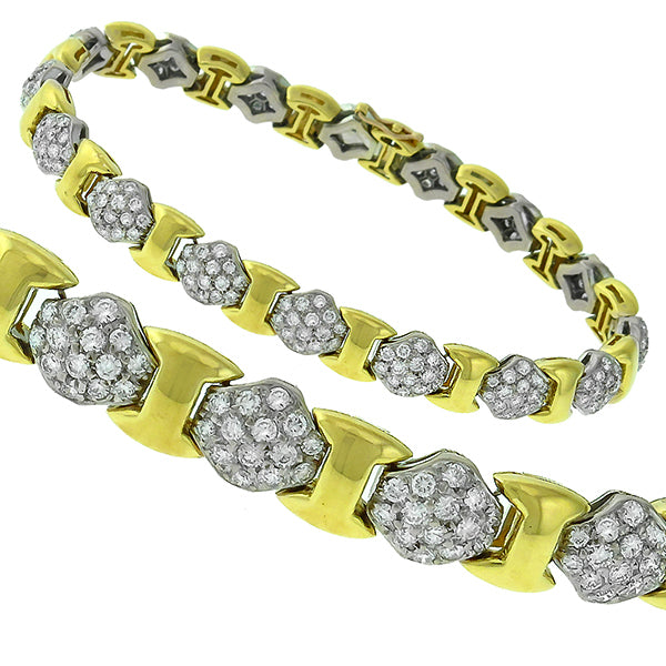 Estate 4.44ct Round  Diamond 18k Yellow & White Gold Bracelet