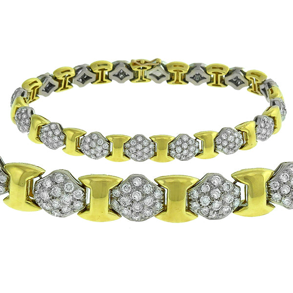 Estate 4.44ct Round  Diamond 18k Yellow & White Gold Bracelet