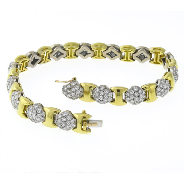 Estate 4.44ct Round  Diamond 18k Yellow & White Gold Bracelet