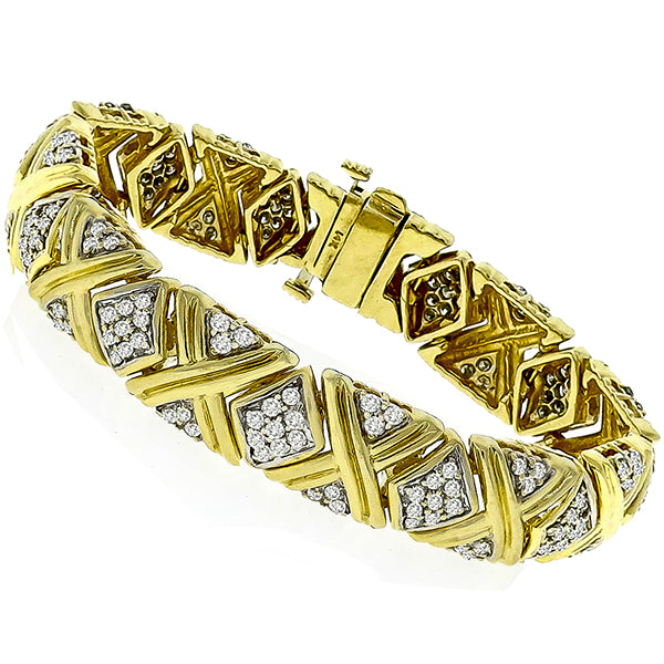 Estate 4.50ct  Round Cut Diamond 14k Yellow Gold Bracelet