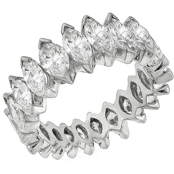 Estate 4.50ct Tapering Marquise Cut Diamond Eternity Platinum Wedding Band