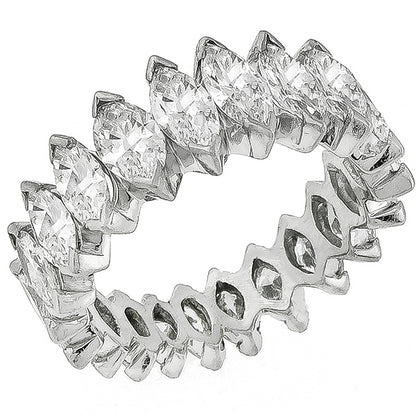 Estate 4.50ct Tapering Marquise Cut Diamond Eternity Platinum Wedding Band