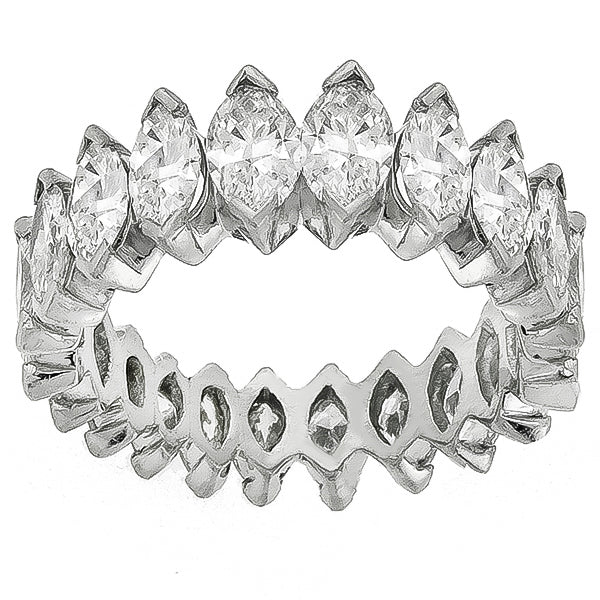 Estate 4.50ct Tapering Marquise Cut Diamond Eternity Platinum Wedding Band