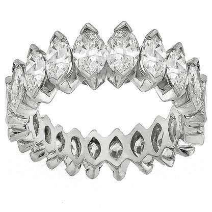 Estate 4.50ct Tapering Marquise Cut Diamond Eternity Platinum Wedding Band