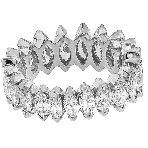 Estate 4.50ct Tapering Marquise Cut Diamond Eternity Platinum Wedding Band