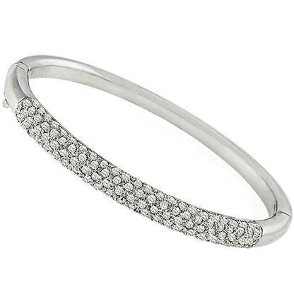 Estate 4.60ct Round Cut Diamond 14k White Gold Bangle