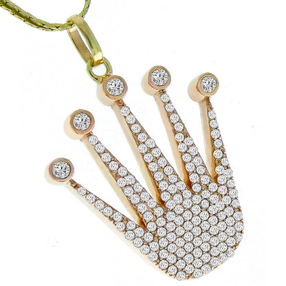 Estate 4.75ct Round Cut Diamond 14k Pink & Yellow Gold Crown Pendant