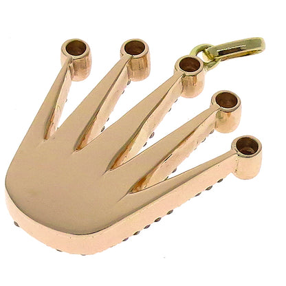 Estate 4.75ct Round Cut Diamond 14k Pink & Yellow Gold Crown Pendant