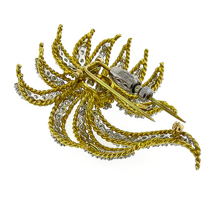 Estate 4.75ct Round Cut Diamond 18k Yellow Gold Pin