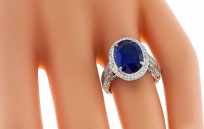 Estate 4.85ct Sapphire 1.50ct Diamond Engagement Ring