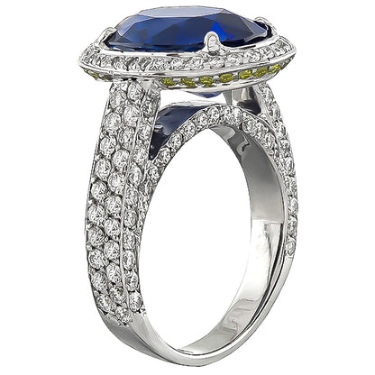 Estate 4.85ct Sapphire 1.50ct Diamond Engagement Ring