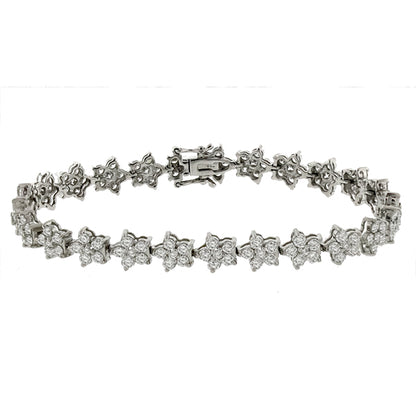 Estate 5.00ct Round Cut Diamond 18k White Gold Floral  Bracelet
