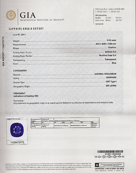 Estate 5.39ct Ceylon Sapphire & 3.90cttw  Diamond  Ring