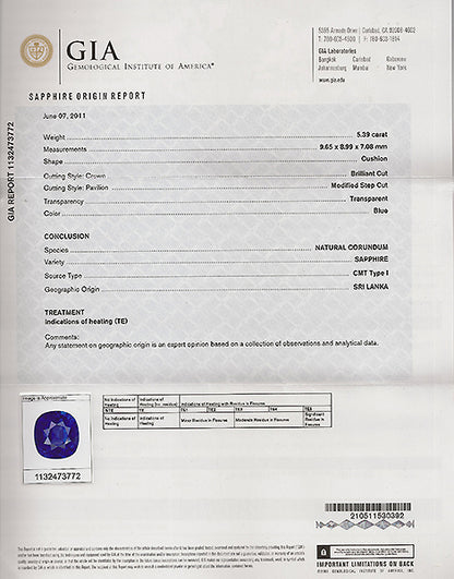 Estate 5.39ct Ceylon Sapphire & 3.90cttw  Diamond  Ring