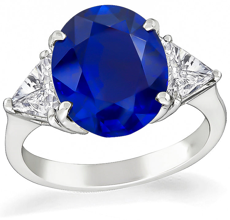 Estate 5.39ct Sapphire 0.90ct Diamond Engagement Ring