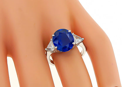 Estate 5.39ct Sapphire 0.90ct Diamond Engagement Ring