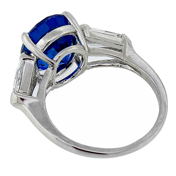 Vintage 5.44ct Oval Ceylon Sapphire 2.97ct Diamond Platinum Engagement Ring