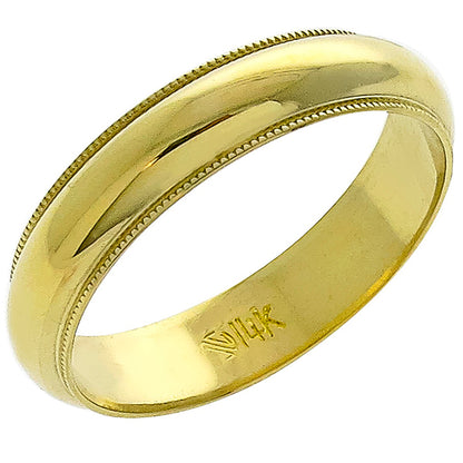 Estate 5mm Milgrain 14k Yellow Gold Wedding Band