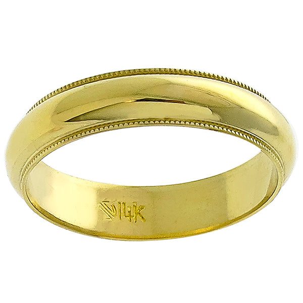 Estate 5mm Milgrain 14k Yellow Gold Wedding Band