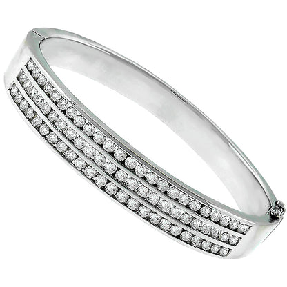 Estate 6.00ct Round Cut Diamond 18k White Gold Bangle