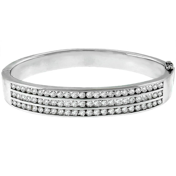 Estate 6.00ct Round Cut Diamond 18k White Gold Bangle
