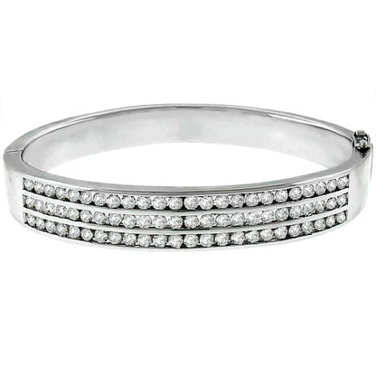 Estate 6.00ct Round Cut Diamond 18k White Gold Bangle