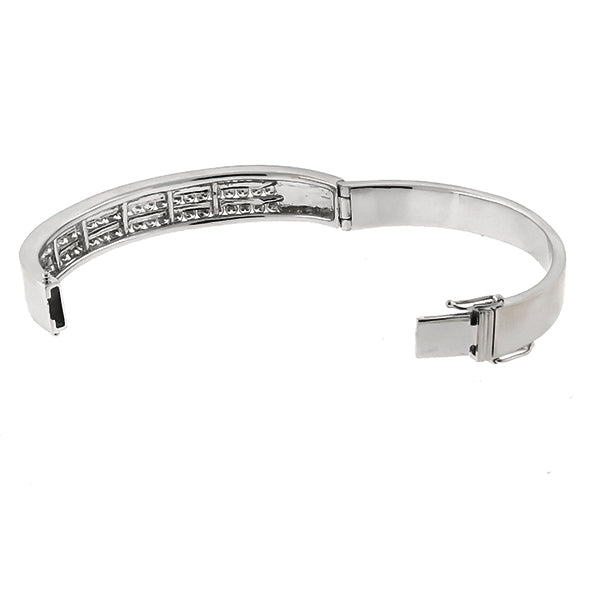 Estate 6.00ct Round Cut Diamond 18k White Gold Bangle
