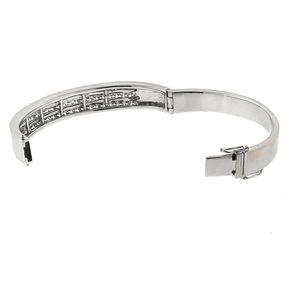 Estate 6.00ct Round Cut Diamond 18k White Gold Bangle