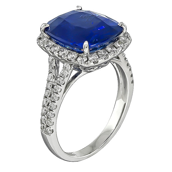 Estate 7.15ct Sapphire 1.00ct Diamond Engagement Ring