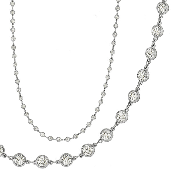 Estate 7.22ct Round Cut Diamond By The Yard Platinum  Necklace
