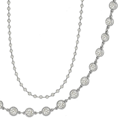 Estate 7.22ct Round Cut Diamond By The Yard Platinum  Necklace