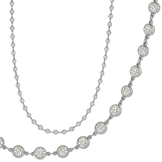 Estate 7.22ct Round Cut Diamond By The Yard Platinum  Necklace