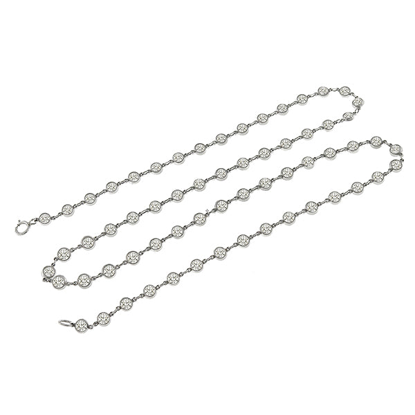 Estate 7.22ct Round Cut Diamond By The Yard Platinum  Necklace