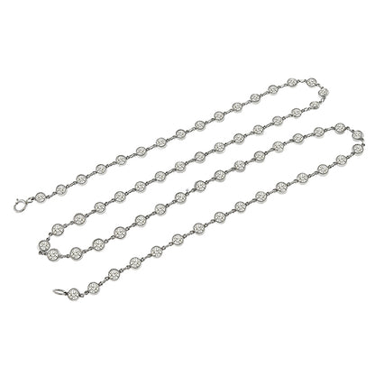 Estate 7.22ct Round Cut Diamond By The Yard Platinum  Necklace