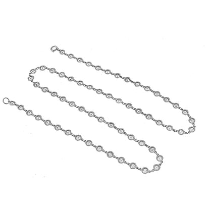 Estate 7.22ct Round Cut Diamond By The Yard Platinum  Necklace