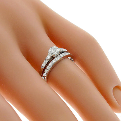 Antique 0.35ct Old Mine Cut Diamond Platinum Engagement Ring and Band Set