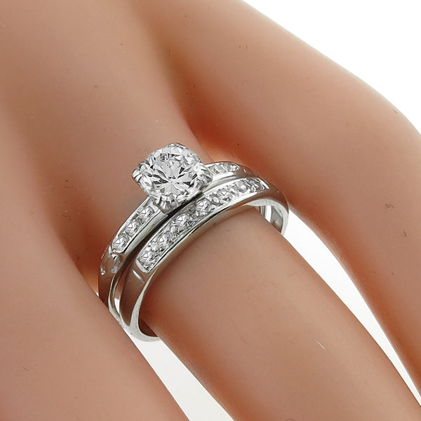 1920s Lambert Brothers 0.70ct Old European Platinum Engagement Ring and Band Set