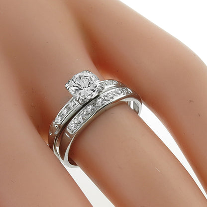 1920s Lambert Brothers 0.70ct Old European Platinum Engagement Ring and Band Set