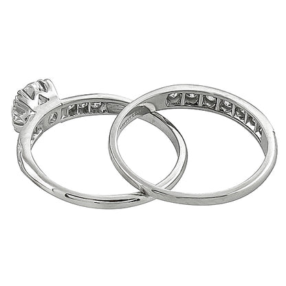 1920s Lambert Brothers 0.70ct Old European Platinum Engagement Ring and Band Set